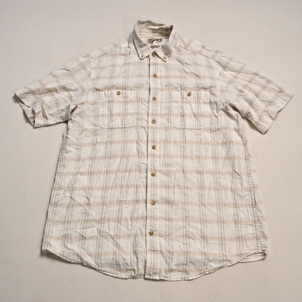 Duluth Trading Hemp Cotton Shirt Mens Large Tall Plaid Button Up